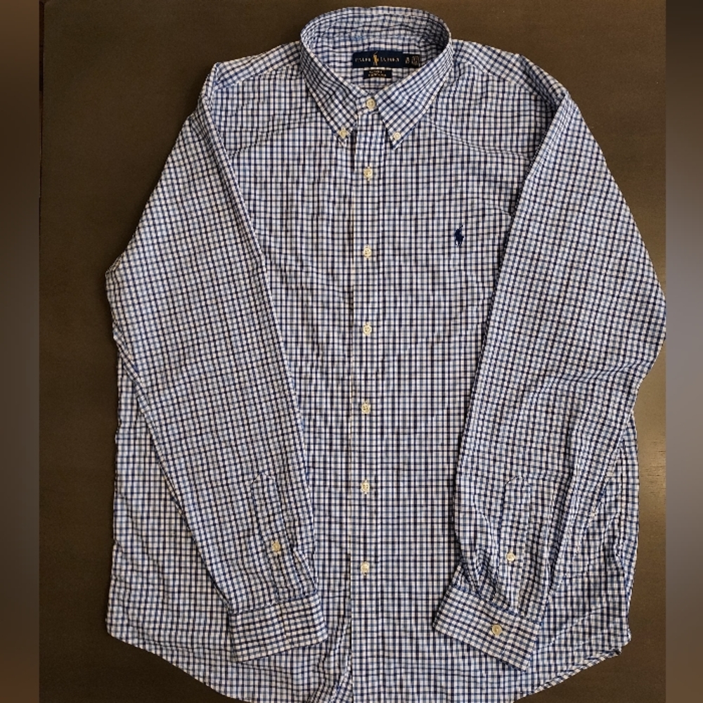 Ralph Lauren Classic Fit Button Down Shirt | Blue & White | XL